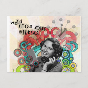 Retro Woman Word From Your Mother Postcard