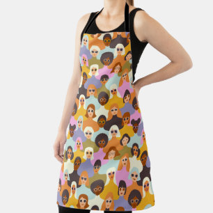 Retro Women of the World Pattern Apron