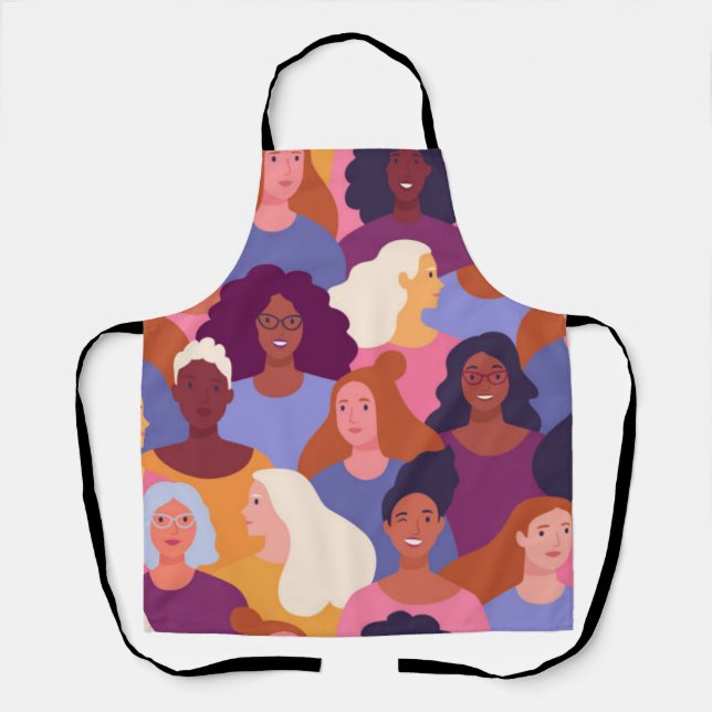 Retro Women of the World Pattern Apron (Front)