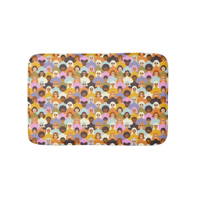 Retro Women of the World Pattern Bath Mat (Front)