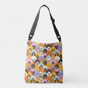 Retro Women of the World Pattern Crossbody Bag