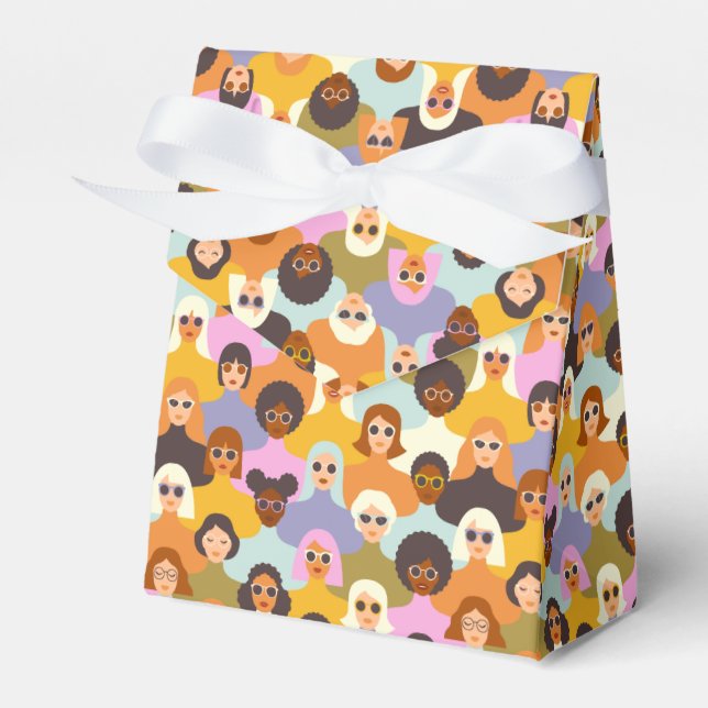 Retro Women of the World Pattern Favor Box (Front Side)