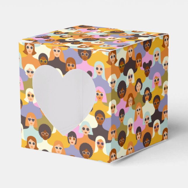 Retro Women of the World Pattern Favor Box (Front Side)
