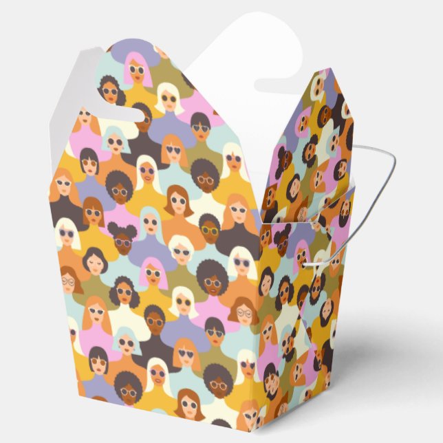 Retro Women of the World Pattern Favor Box (Opened)