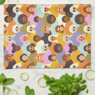 Retro Women of the World Pattern Kitchen Towel