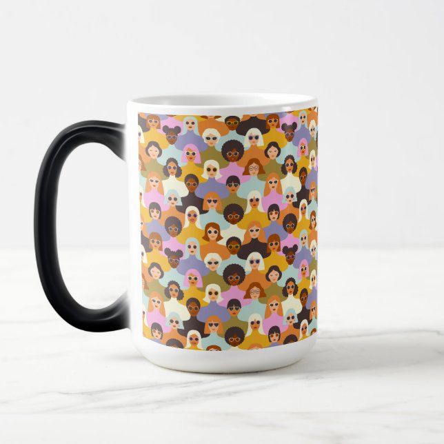 Retro Women of the World Pattern Magic Mug (Left)