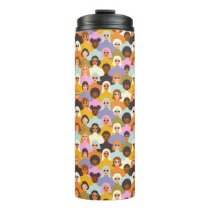 Retro Women of the World Pattern Thermal Tumbler