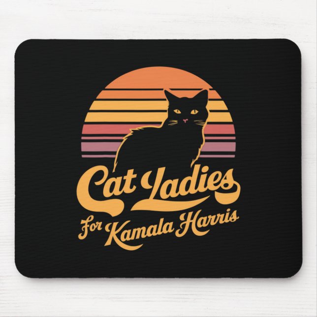 Retro Womens Kamala Harris Cat Lady  Mouse Pad (Front)