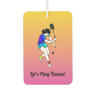 Retro Women's Tennis Player With Text on Pink Air Freshener