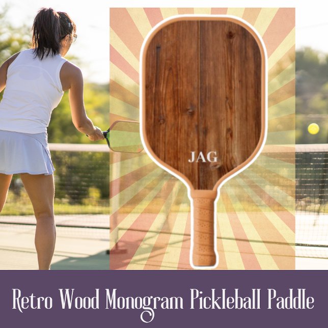 Retro Wood Monogram Pickleball Paddle (Creator Uploaded)