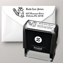 Retro Woodcut Style Raccoon Return Address
