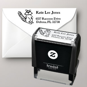 Retro Woodcut Style Raccoon Return Address Self-inking Stamp