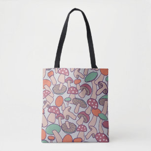 Retro Woodland Mushroom Pattern Autumn Mycelium Tote Bag
