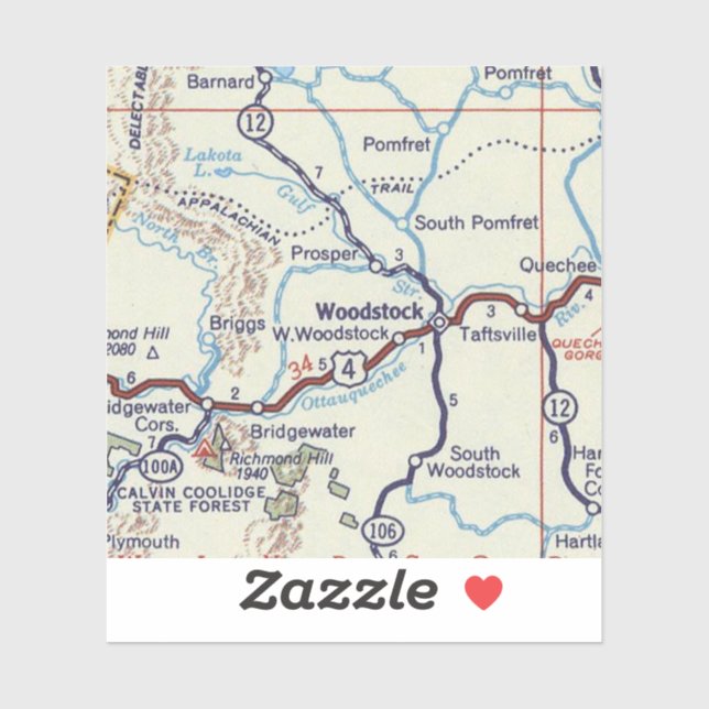 Retro Woodstock Vermont Map (Sheet)