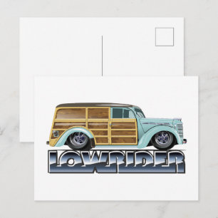 Retro Woody Lowrider Postcard