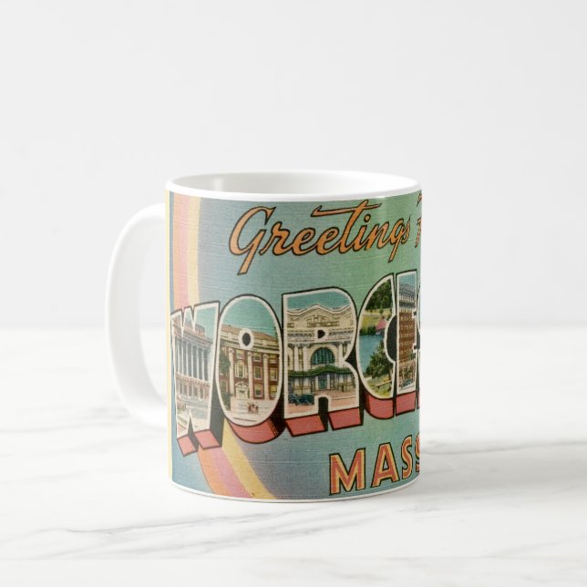 Retro Worcester MA Greeting Mug (Front Left)