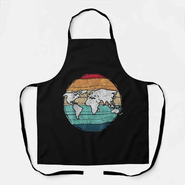 Retro World Map Apron (Front)