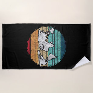 Retro World Map Beach Towel