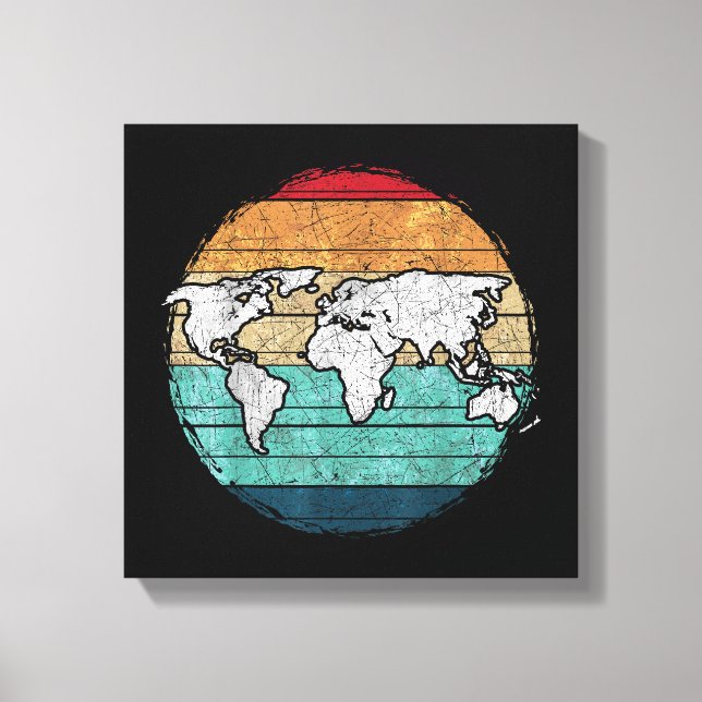 Retro World Map Canvas Print (Front)