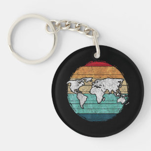 Retro World Map Keychain