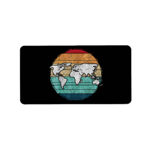 Retro World Map Label