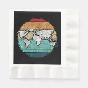 Retro World Map Napkin