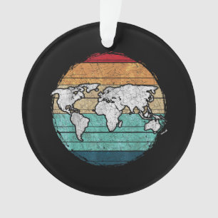 Retro World Map Ornament