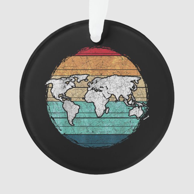 Retro World Map Ornament (Front)