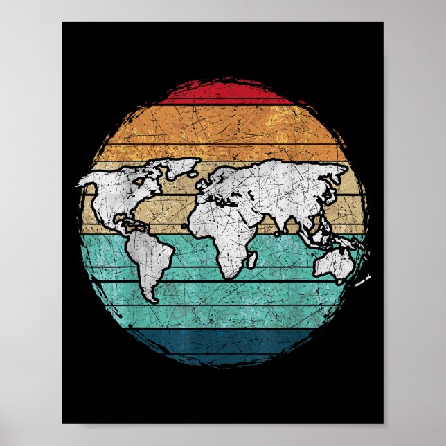 Retro World Map Poster (Front)