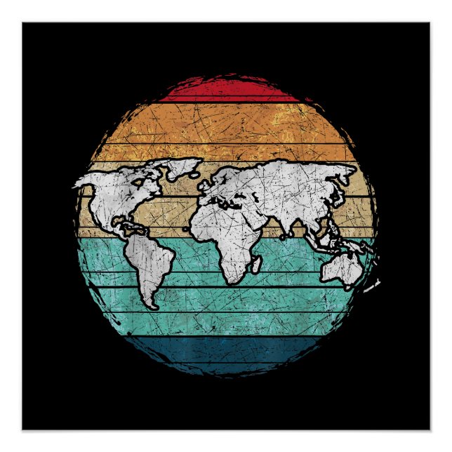 Retro World Map Poster (Front)