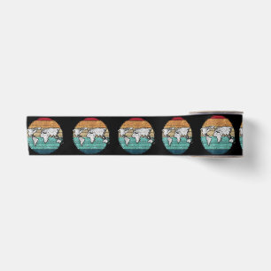 Retro World Map Satin Ribbon