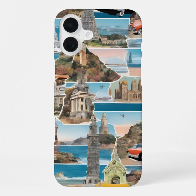 Retro World Tour Collage iPhone Case (Back)