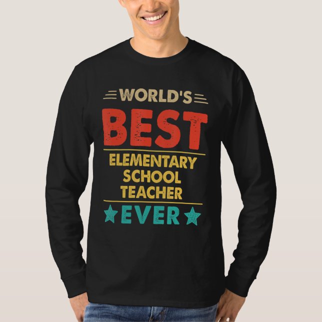 Retro World's Best Elementary School Teacher Ever T-Shirt (Front)