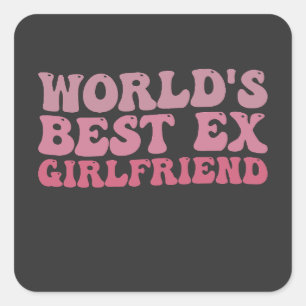 Retro World's Best Ex Girlfriend Groovy Square Sticker