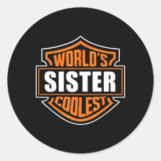 Retro Worlds Coolest Sister Matching Family Classic Round Sticker