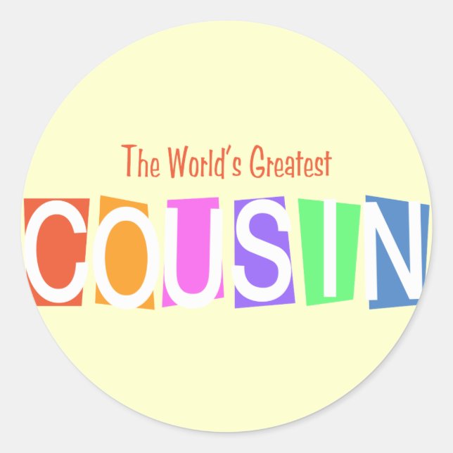 Retro World's Greatest Cousin Classic Round Sticker (Front)