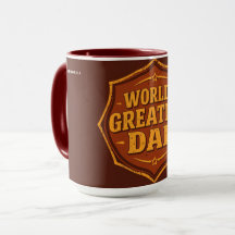 Retro World's Greatest Dad Badge Mug | Customizabl