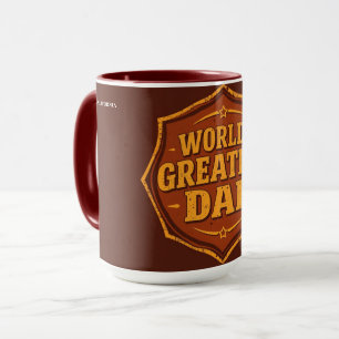 Retro World's Greatest Dad Badge Mug   Customizabl