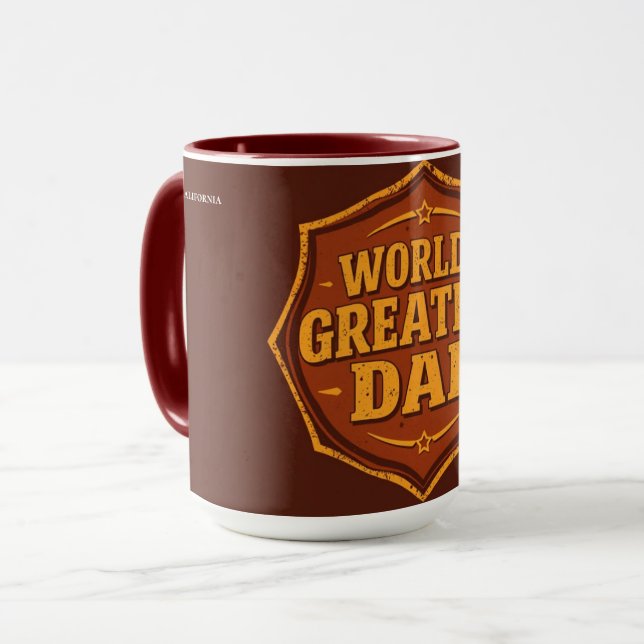 Retro World's Greatest Dad Badge Mug | Customizabl (Front Left)