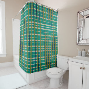 Retro Woven Picnic Plaid Pattern Teal Green