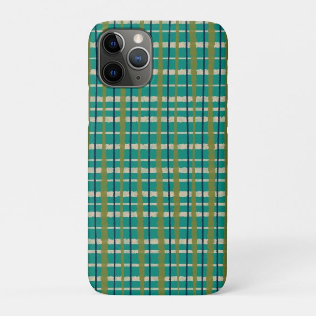 Retro Woven Picnic Plaid Pattern Teal Green Shower Case-Mate iPhone Case (Back)