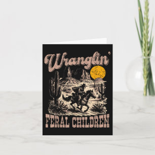 Retro Wranglin Feral Children Raccoon 90s Western  Card