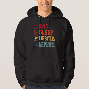 Retro  Wrestling Eat Sleep Wrestle Repeat Cool Hoodie