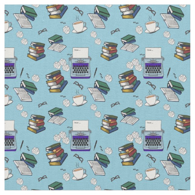 Retro Writer Seamless Pattern Fabric (Close Up)