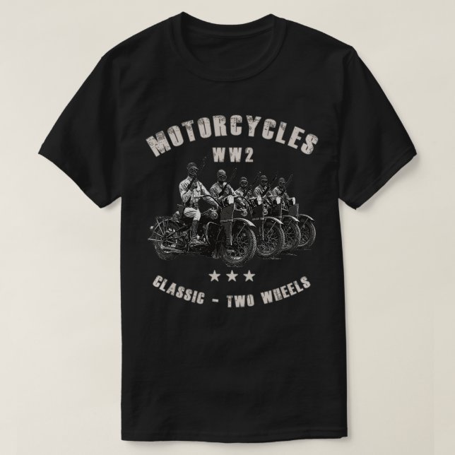 Retro WWII Classic Motorcycle WW2  T-Shirt (Design Front)