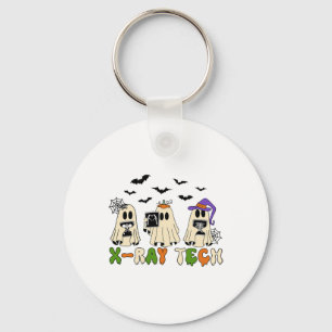 Retro X-ray Tech Halloween Ghost Radiology Ghost R Keychain