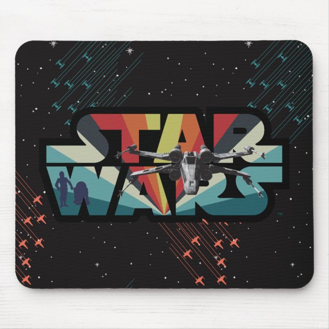 Retro X-Wing Starburst Star Wars Logo Mouse Pad (Front)