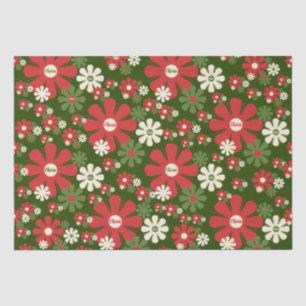 Retro Xmas 60s 70s Personalized Floral Pattern Tissue Paper