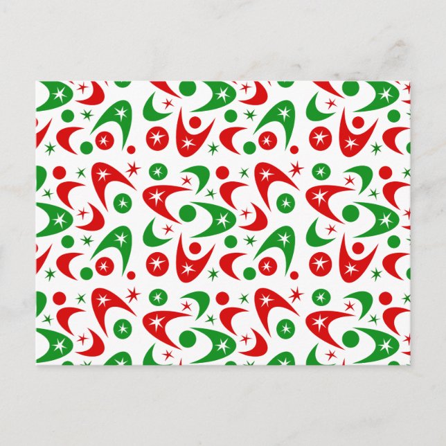 Retro Xmas Boomerangs Holiday Postcard (Front)
