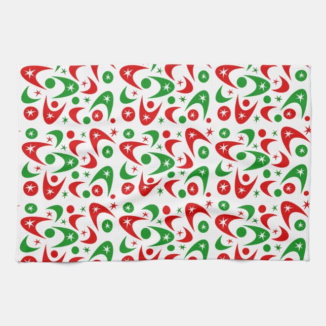 Retro Xmas Boomerangs Kitchen Towel (Horizontal)